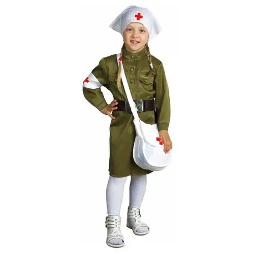 Костюм медсестры Страна Карнавалия: платье, ремень, косынка, повязка, сумка, размер 26, рост 104