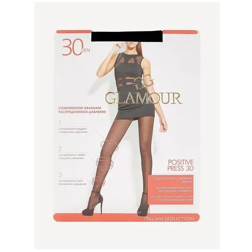 Колготки Glamour Positive Press, 30 den, размер 5, черный