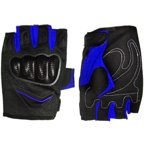 Велосипедные перчатки с пластмассовым усилением черно-синий