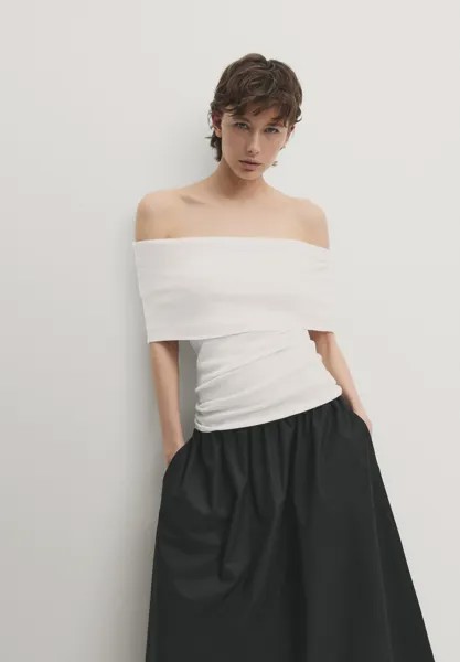 Блузка Off-The-Shoulder Massimo Dutti, белая