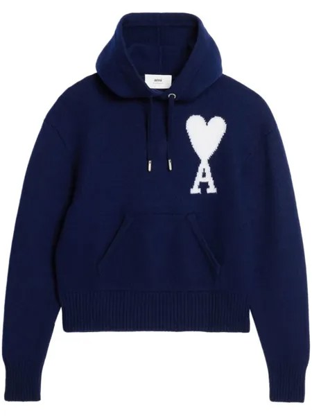 AMI Paris худи с монограммой Ami de Coeur, синий