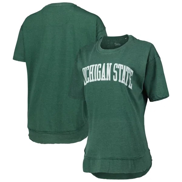 Женская зеленая футболка-пончо с принтом Pressbox Michigan State Spartans Arch