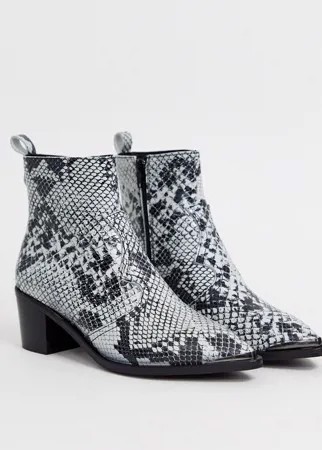 Ботинки в ковбойском стиле со змеиным эффектом и серебристой отделкой носка Depp-Мульти