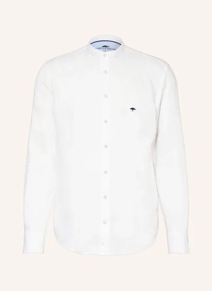 Льняная рубашка классического кроя с воротником-стойкой Fynch-Hatton, белый