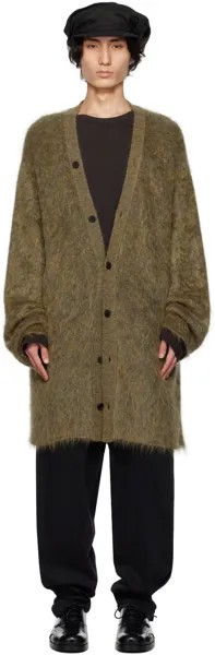 Кардиган цвета хаки с Y-образным вырезом Yohji Yamamoto