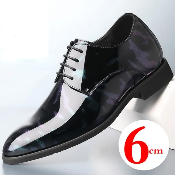 Мужские невидимые туфли, увеличивающие рост, с острым носком 6 см, деловые мужские туфли, камуфляжная деловая обувь с градиентом