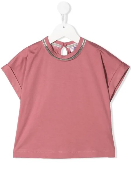 Brunello Cucinelli Kids декорированная футболка с сетчатой вставкой