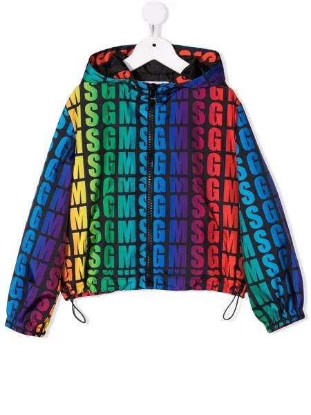 MSGM Kids куртка с капюшоном и логотипом