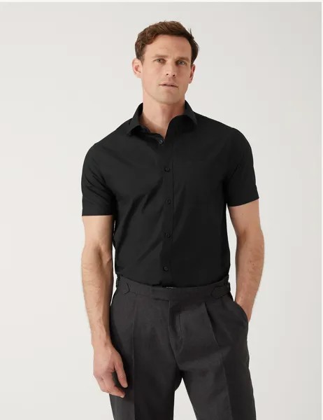 3 шт. приталенные рубашки с короткими рукавами, которые легко гладить Marks & Spencer, черный