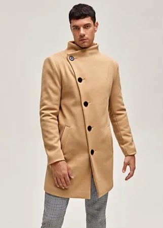 Мужское асимметричное пальто на пуговицах