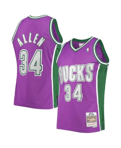Мужская майка ray allen purple milwaukee bucks hardwood classics swingman Mitchell & Ness, фиолетовый