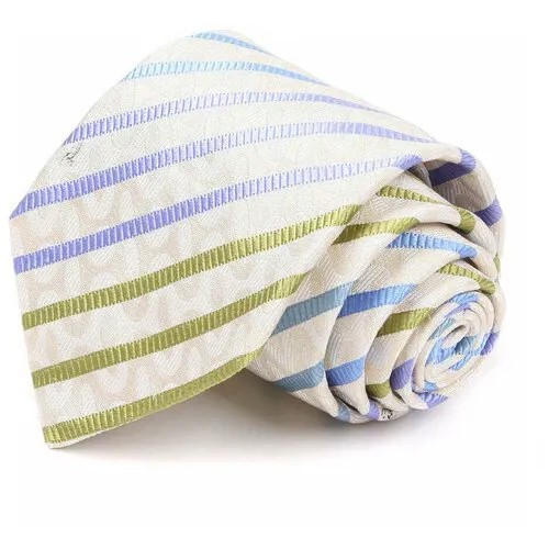 Светло-бежевый галстук с разноцветными полосами Emilio Pucci 66851