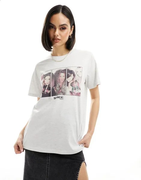Футболка стандартного кроя ASOS DESIGN серого цвета с лицензионной графикой Spice Girls