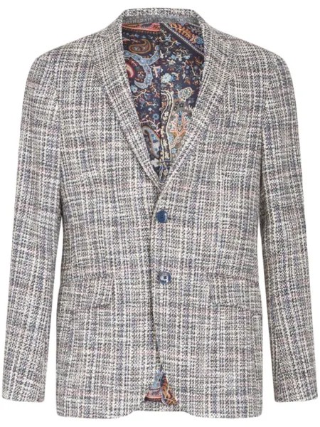 ETRO клетчатый пиджак из ткани букле, синий
