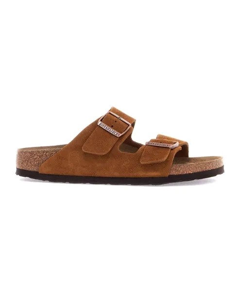 Замшевые шлепанцы с двумя ремешками Birkenstock, коричневый