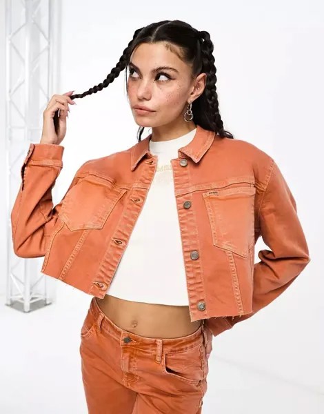 GUESS Originals – джинсовая куртка оранжевого цвета, комбинированная модель