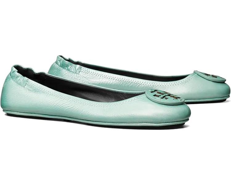 Туфли на плоской подошве Tory Burch Minnie Travel Ballet With Leather Logo, цвет Audrey Blue