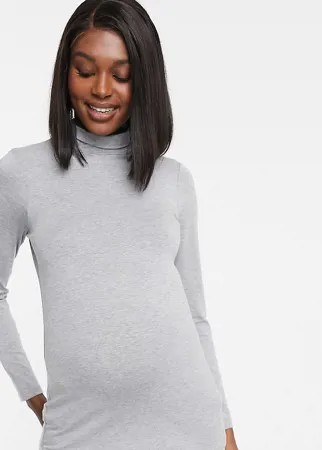Серый меланжевый лонгслив с высоким воротом ASOS DESIGN Maternity