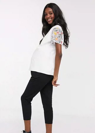 Базовые широкие трикотажные брюки со складками ASOS DESIGN Maternity-Черный цвет