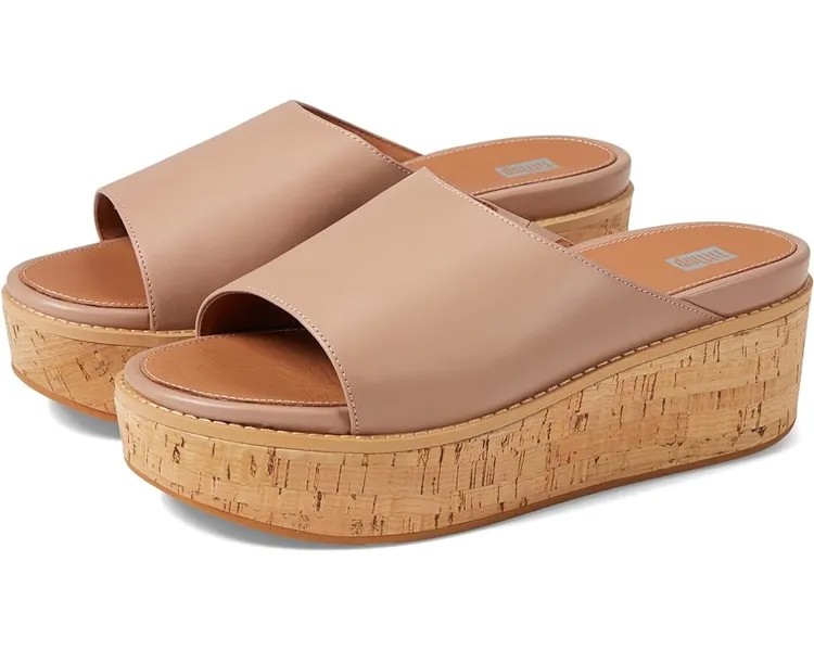 Туфли FitFlop Eloise Cork-Wrap Leather Wedge Slides, бежевый