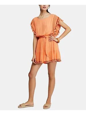 Женское коралловое мини-платье-футляр с круглым вырезом FREE PEOPLE L