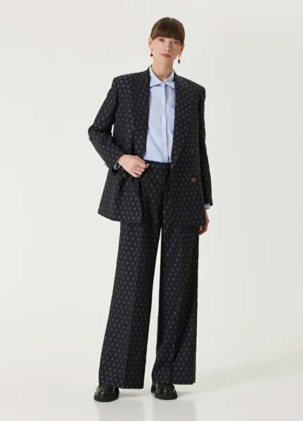 Шерстяные брюки с узором Etro, синий