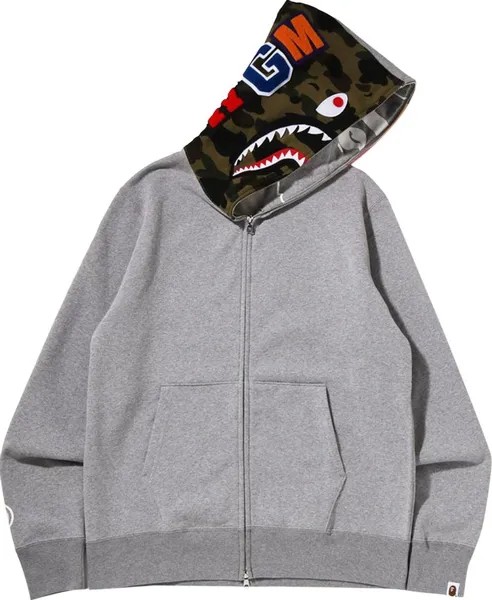 Худи BAPE Crazy Face Full Zip Hoodie 'Grey', серый