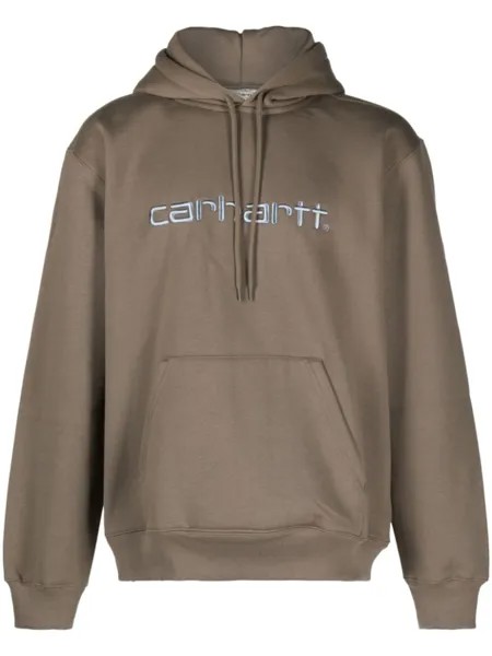 Carhartt WIP худи из джерси с вышитым логотипом, коричневый