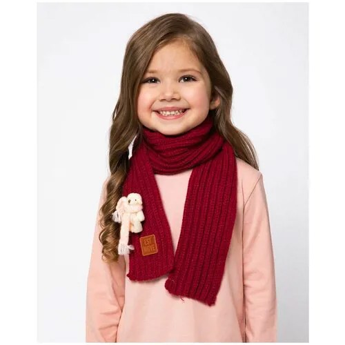 Шарф для девочки с декором / Детский шарф Carolon красный / Стильный детский шарф