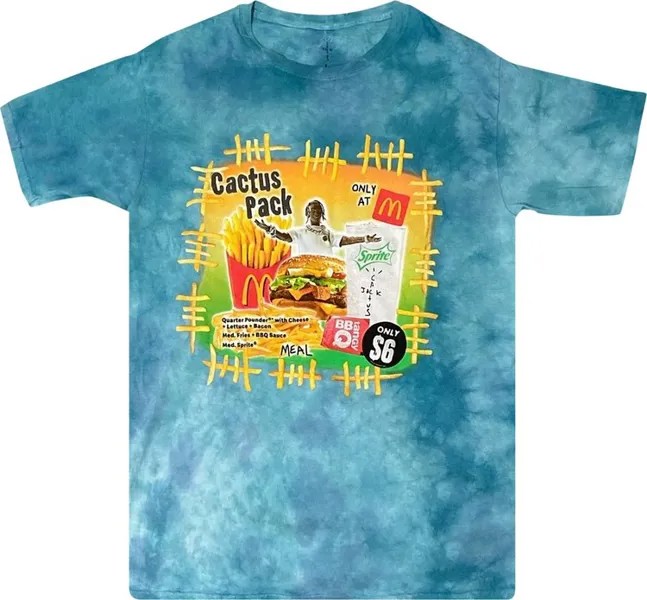 Футболка Cactus Jack by Travis Scott x McDonald's Cactus Pack Vintage Bootleg T-Shirt 'Blue', разноцветный