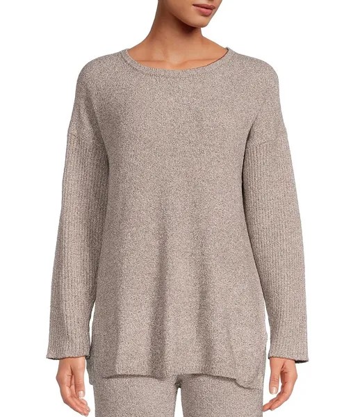 Свитер N by Natori Aura Heather с длинными рукавами и овальным вырезом, коричневый