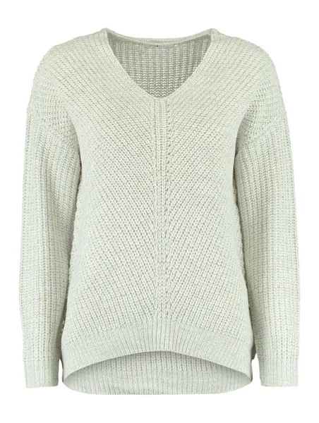 Свитер Hailys Weicher Grobstrick mit V Streifen Design Sweater Pi44pa, серый