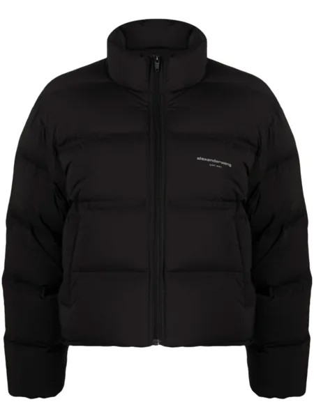 Alexander Wang пуховик с логотипом, черный