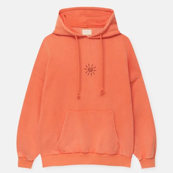 Свитшот Pull&Bear с вышитым солнцем, оранжевый