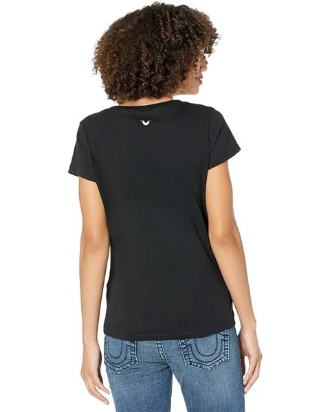 Футболка True Religion Side Foil Logo Short Sleeve V-Neck Tee, цвет Onyx