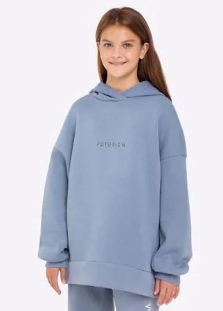 Синее худи oversize с надписью FUTURISM для девочки Gloria Jeans