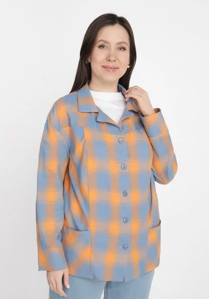 Блуза в клетку с накладными карманами