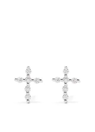 Djula серьги Big Cross из белого золота с бриллиантами