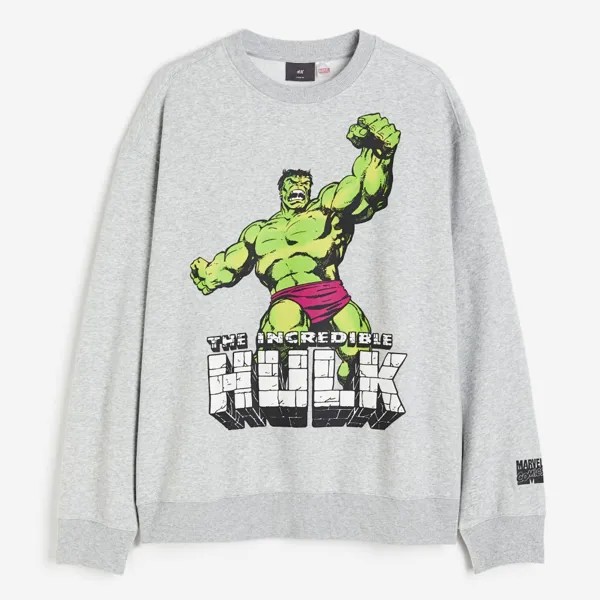 Свитшот H&M Relaxed Fit The Hulk, серый