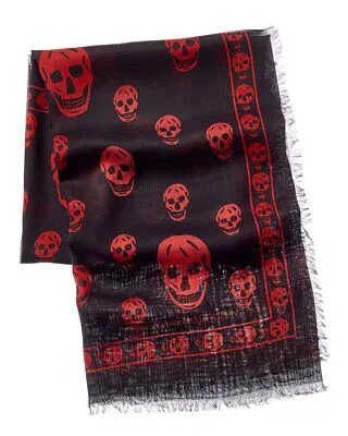 Шарф из шелковой смеси Alexander Mcqueen Skull женский черный