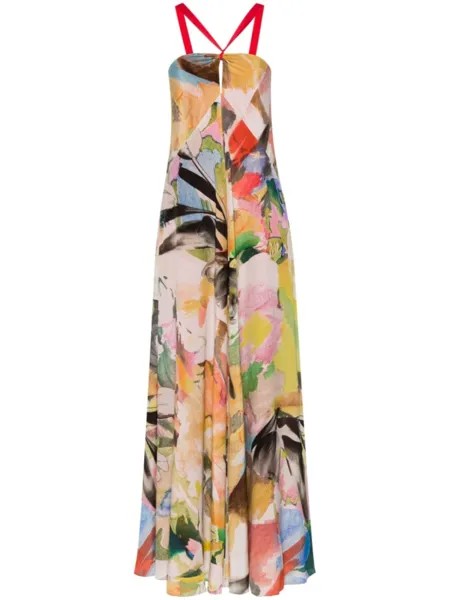 Paul Smith шелковое платье с принтом Floral Collage, оранжевый