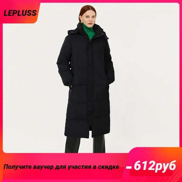 Женская хлопковая куртка LEPLUSSLong, свободная утепленная куртка до колена, пуховик из хлопка, одежда для зимы 2022