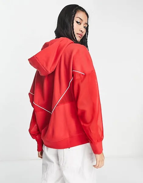 Красная худи с трилистником и сетчатыми вставками adidas Originals