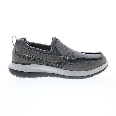 Skechers Del Array Hefner 210278 Мужские серые парусиновые лоферы Повседневная обувь