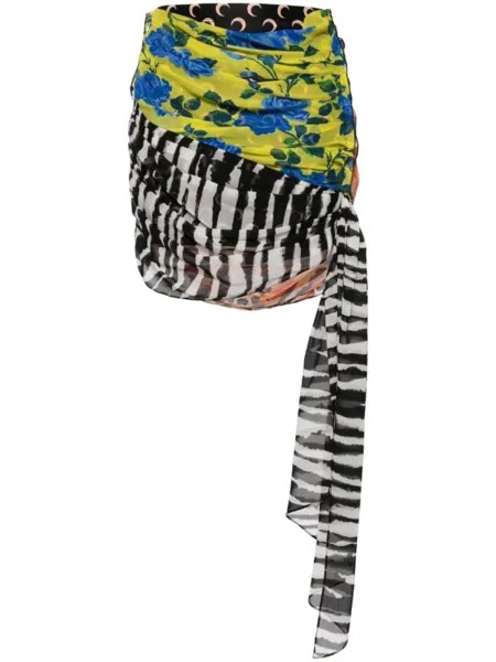 Marine Serre юбка Regenerated Scarves с драпировкой, черный