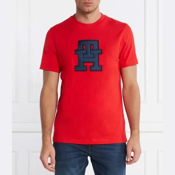 Футболка стандартного кроя с аппликацией монограммой Tommy Hilfiger, красный