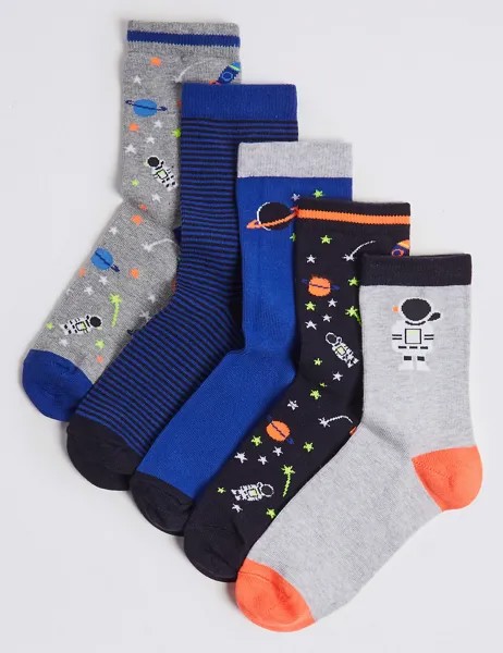 Высокие детские носки Freshfeet™ с космическим принтом (5 пар)