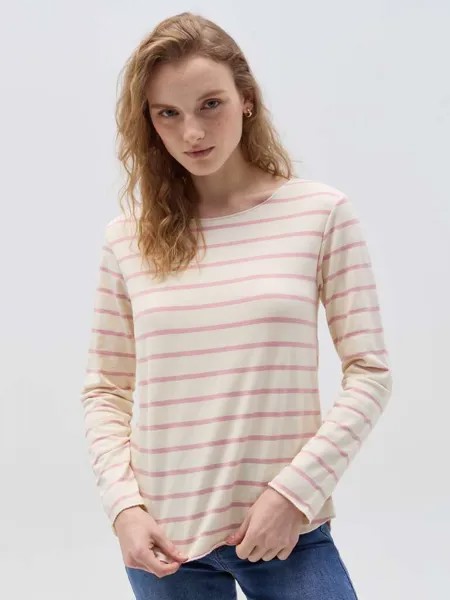 Полосатая футболка с необработанной отделкой Hybrid, цвет white/pink