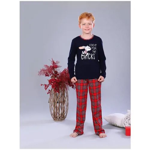 Костюм с брюками детский с кроликом, новогодняя пижама для мальчика Family look, что подарить на новый 2023 год
