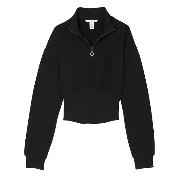 Свитшот Victoria's Secret Cotton Fleece Corset Half-Zip Mock Neck, черный